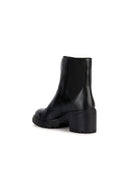 Geox Women's Black Damiana Thick Heeled Zippered Leather Boots | Derimod