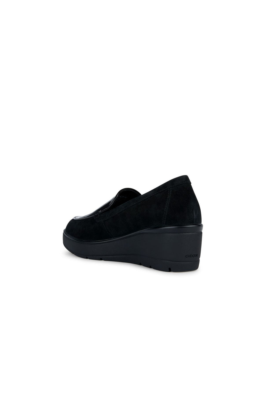 Geox Women's Black Ide B Wedge Heeled Leather Loafer