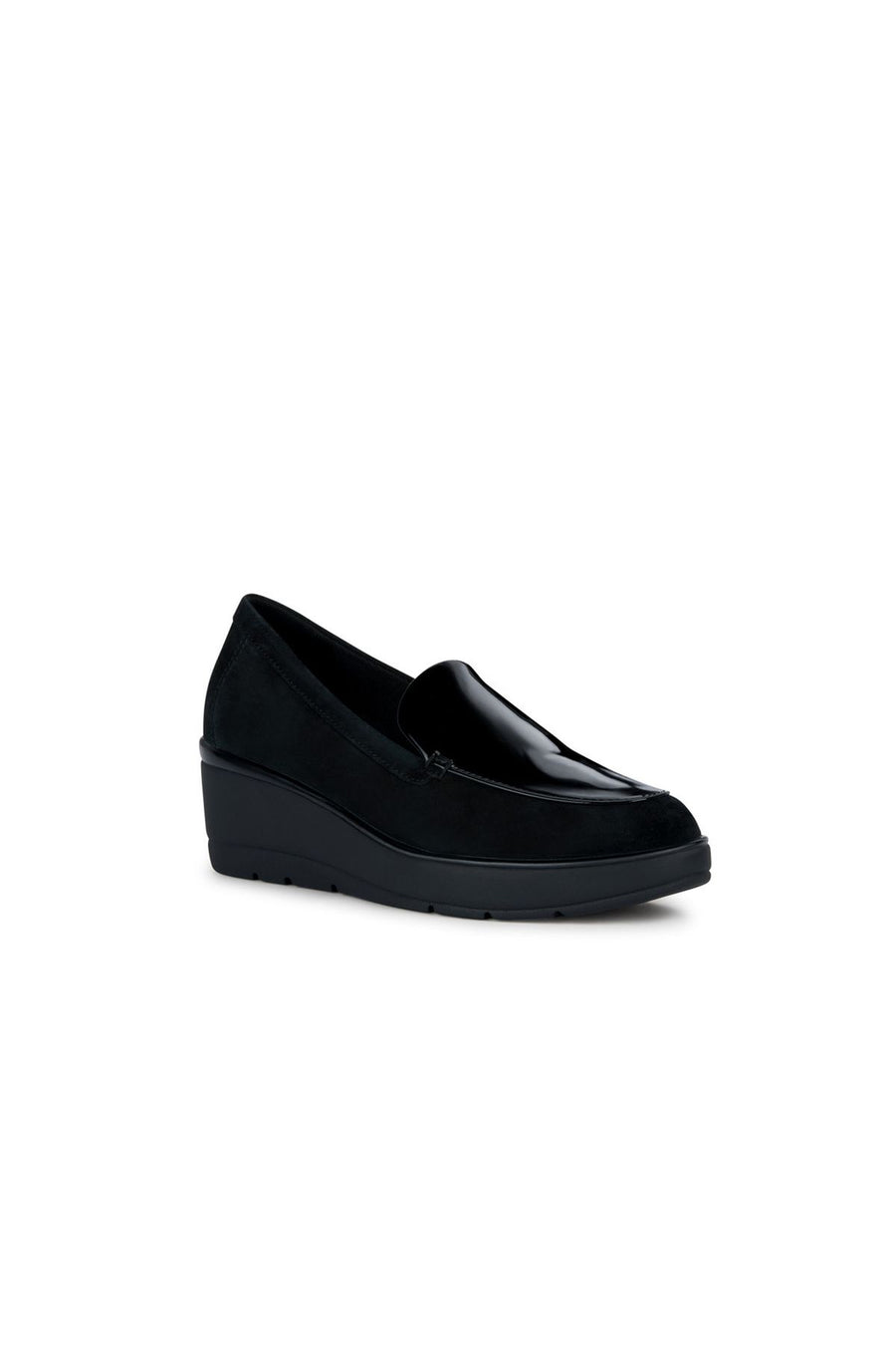 Geox Women's Black Ide B Wedge Heeled Leather Loafer