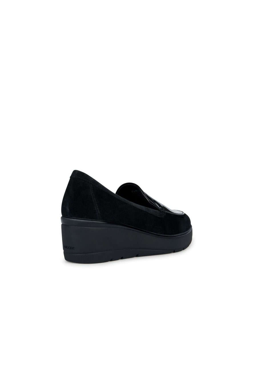 Geox Women's Black Ide B Wedge Heeled Leather Loafer