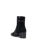 Geox Women's Black Eleana Thick Heeled Zippered Leather Boots | Derimod