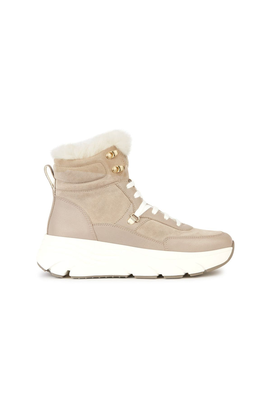 Geox Women's Beige Diamanta Zippered Thick Soled Suede Leather Snow Boots D36UFD02285C5004 | Derimod