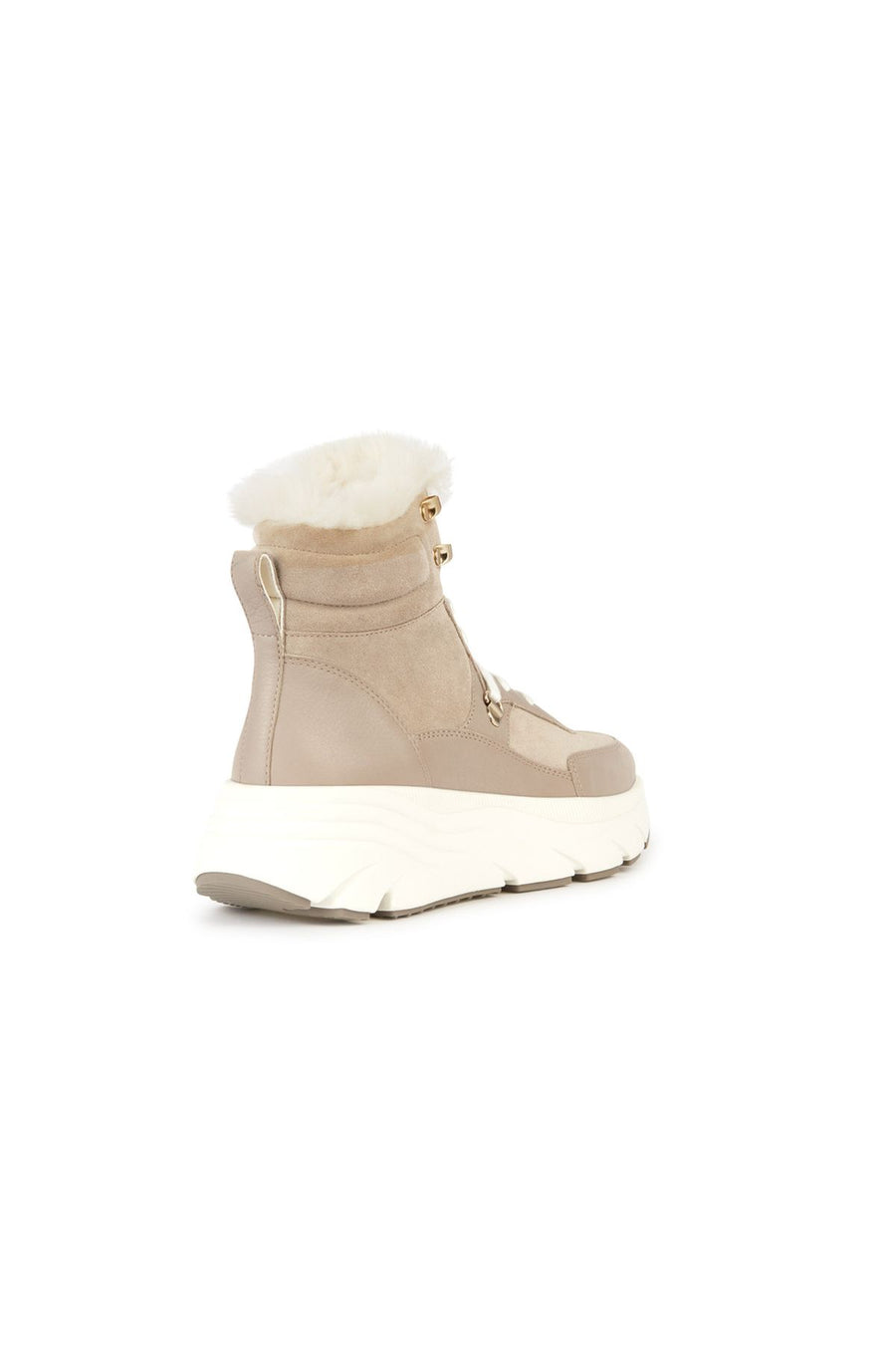 Geox Women's Beige Diamanta Zippered Thick Soled Suede Leather Snow Boots