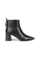 Geox Women's Black Giselda Zippered Heeled Leather Boots | Derimod