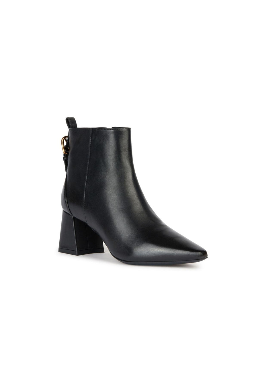 Geox Women's Black Giselda Zippered Heeled Leather Boots
