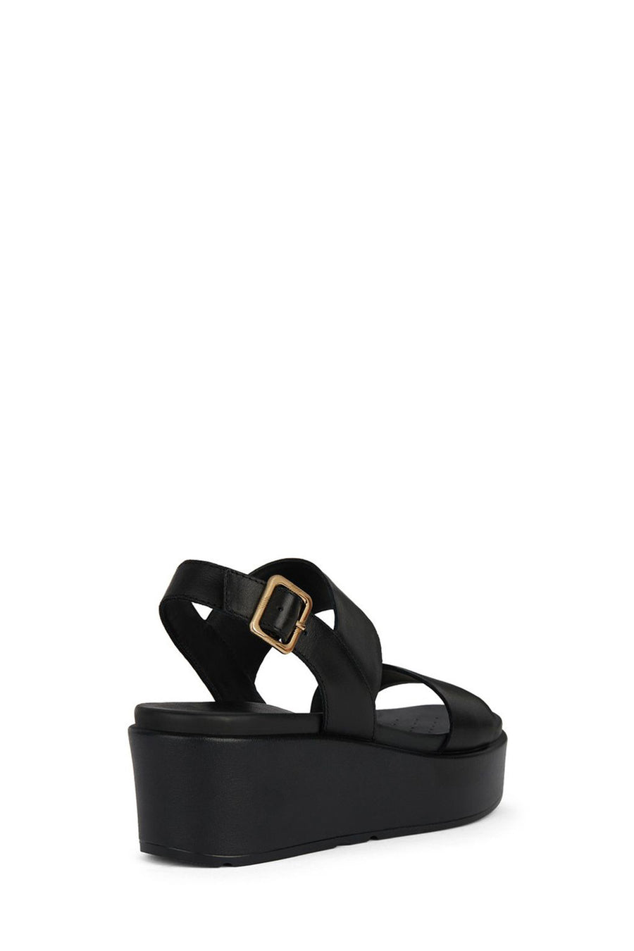 Geox Women's Black Xand Ankle Strap Wedge Heeled Leather Sandals
