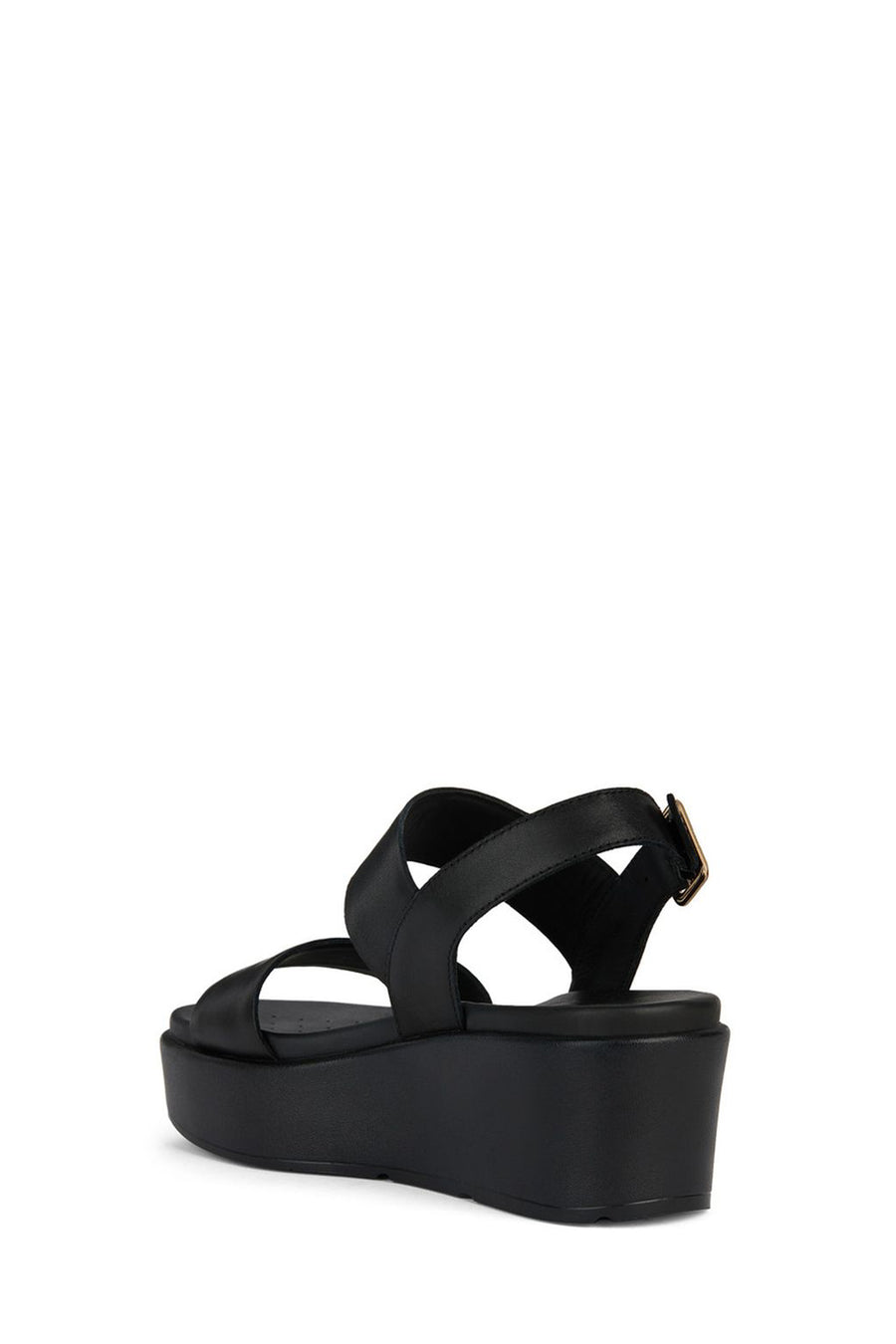 Geox Women's Black Xand Ankle Strap Wedge Heeled Leather Sandals