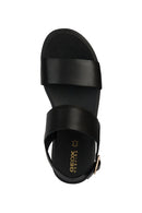 Geox Women's Black Xand Ankle Strap Wedge Heeled Leather Sandals | Derimod