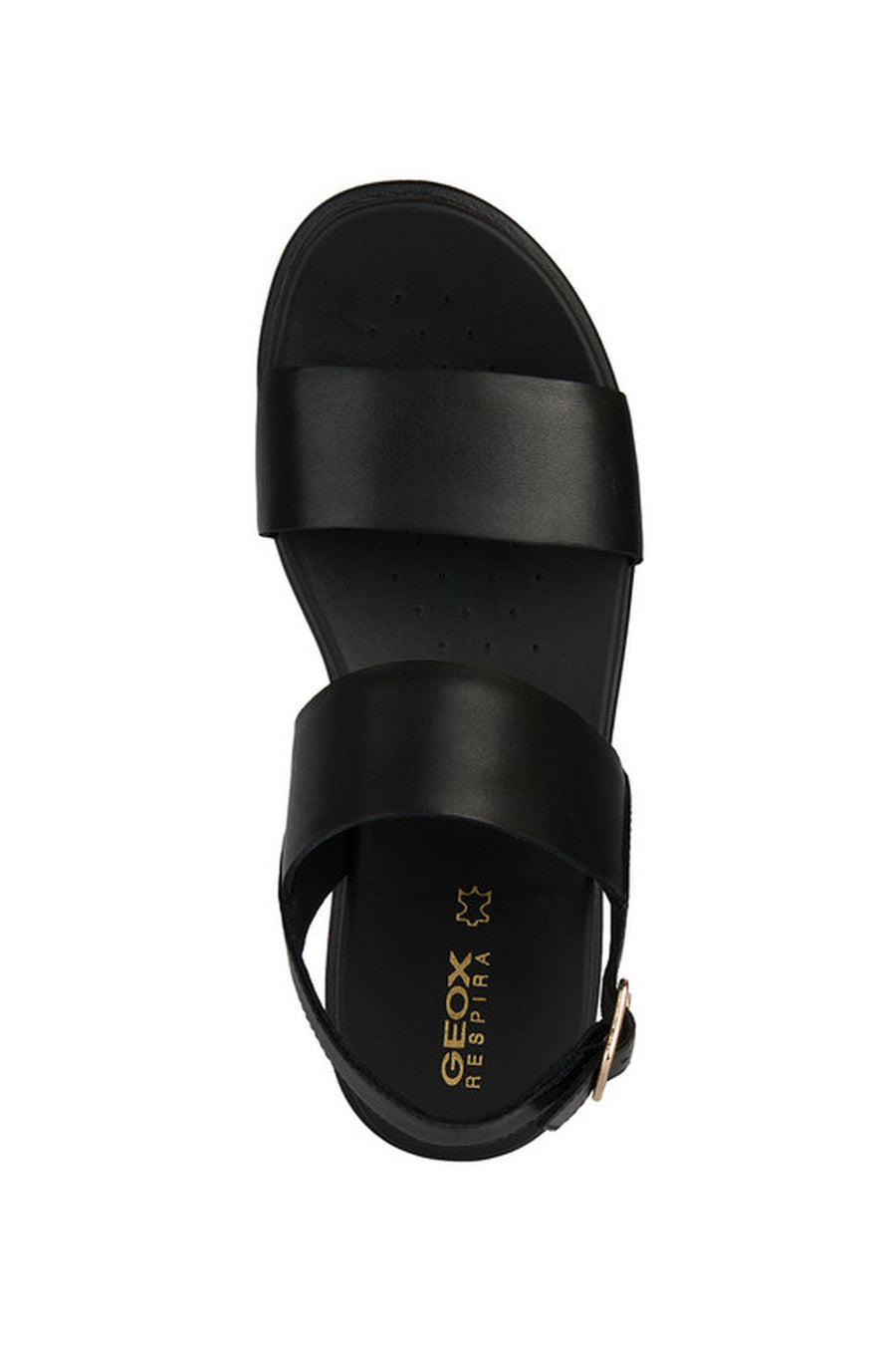 Geox Women's Black Xand Ankle Strap Wedge Heeled Leather Sandals