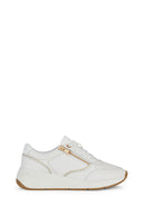 Geox Women's White Bulmya Lace-Up Leather Sneaker | Derimod