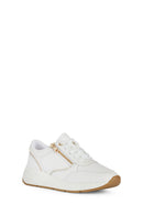 Geox Women's White Bulmya Lace-Up Leather Sneaker | Derimod