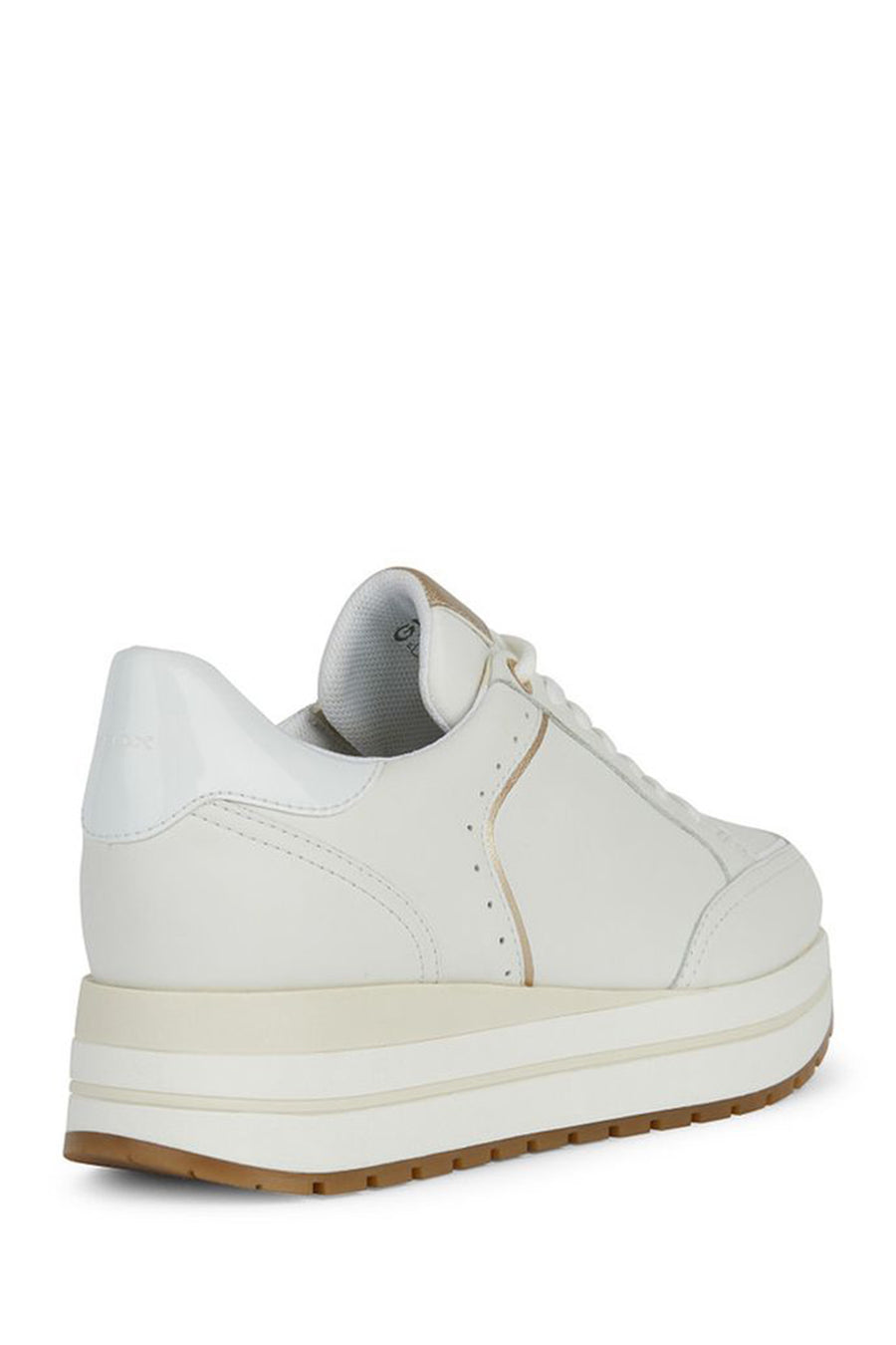 Geox Women's White Kency Thick Sole Lace-Up Leather Sneaker