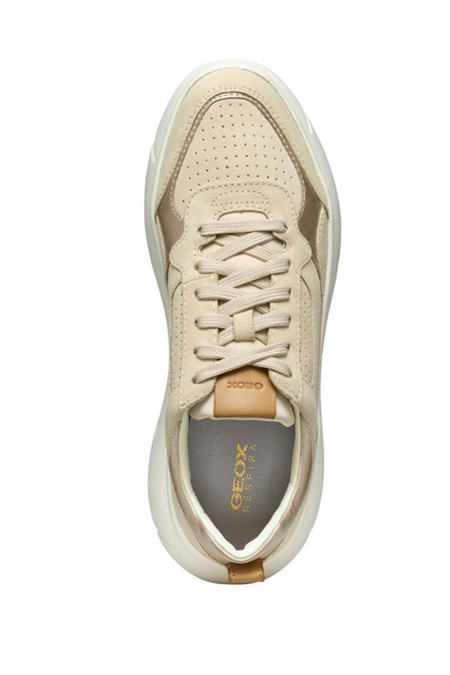Geox Kadın Bej Nebula 2.0 X Kalın Tabanlı Bağcıklı Deri Sneaker