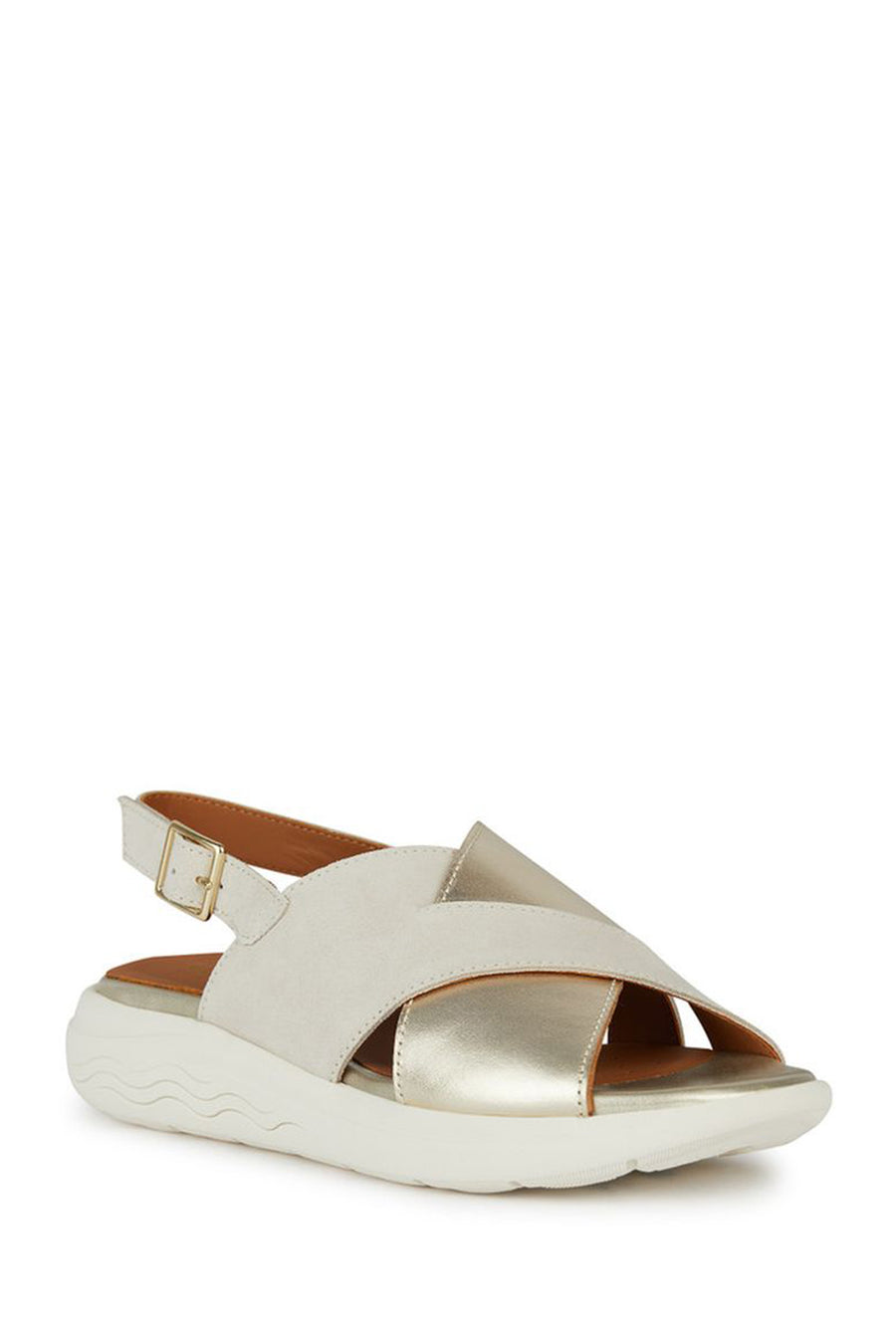 Geox Women's Beige Spherica Ec5 Strappy Leather Sandals