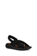 Geox Women's Black Spherica Ankle Strap Fabric Sandals | Derimod