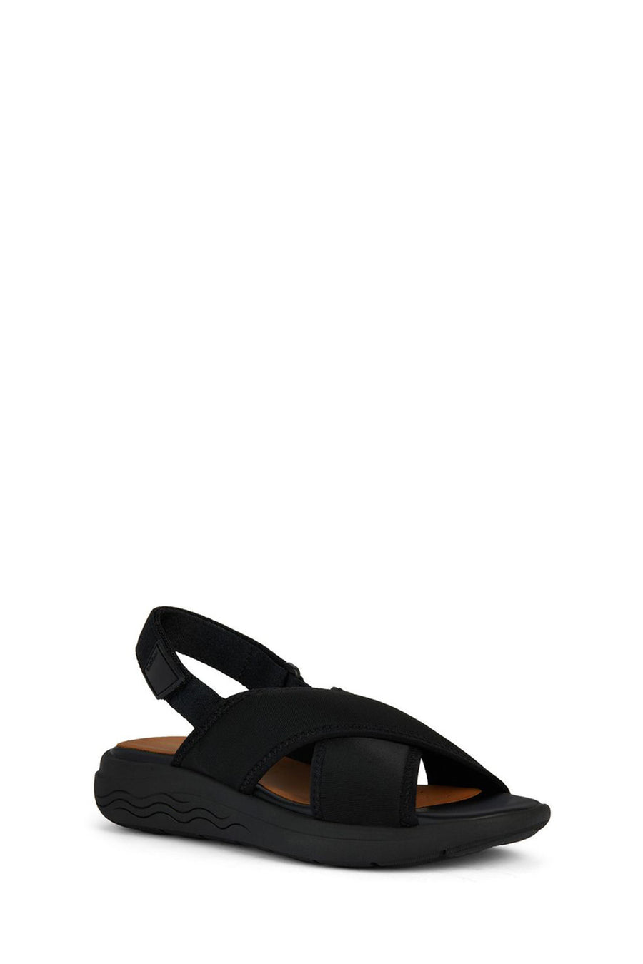 Geox Women's Black Spherica Ankle Strap Fabric Sandals