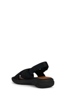 Geox Women's Black Spherica Ankle Strap Fabric Sandals | Derimod