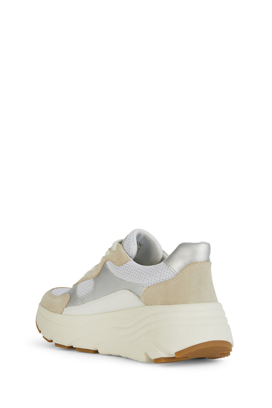 
Geox Women's White Lace-Up Thick Sole Leather Sneaker
