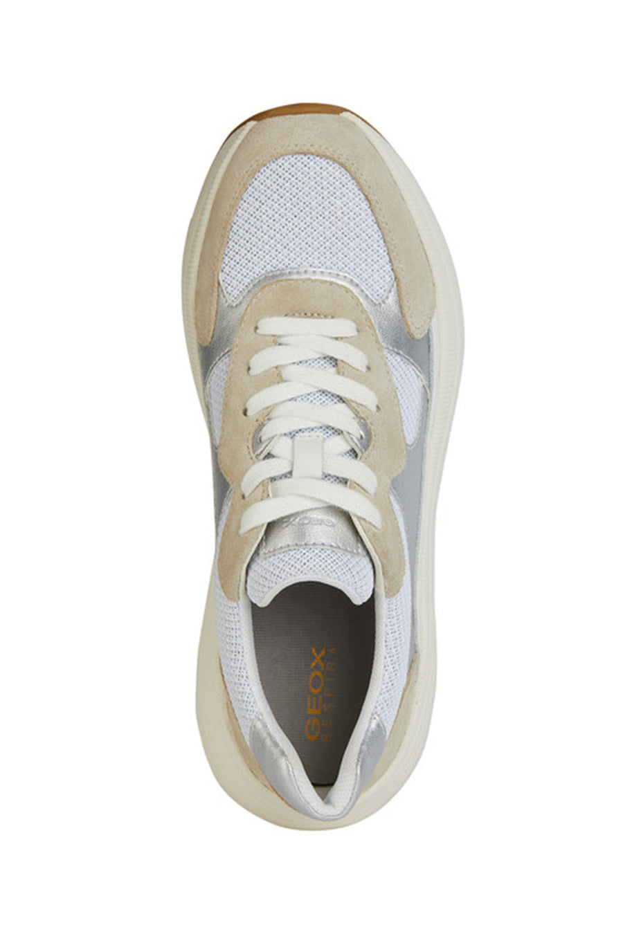 
Geox Women's White Lace-Up Thick Sole Leather Sneaker
