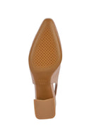 Geox Women's Beige Giselda Open Back Thick Heeled Leather Shoes | Derimod