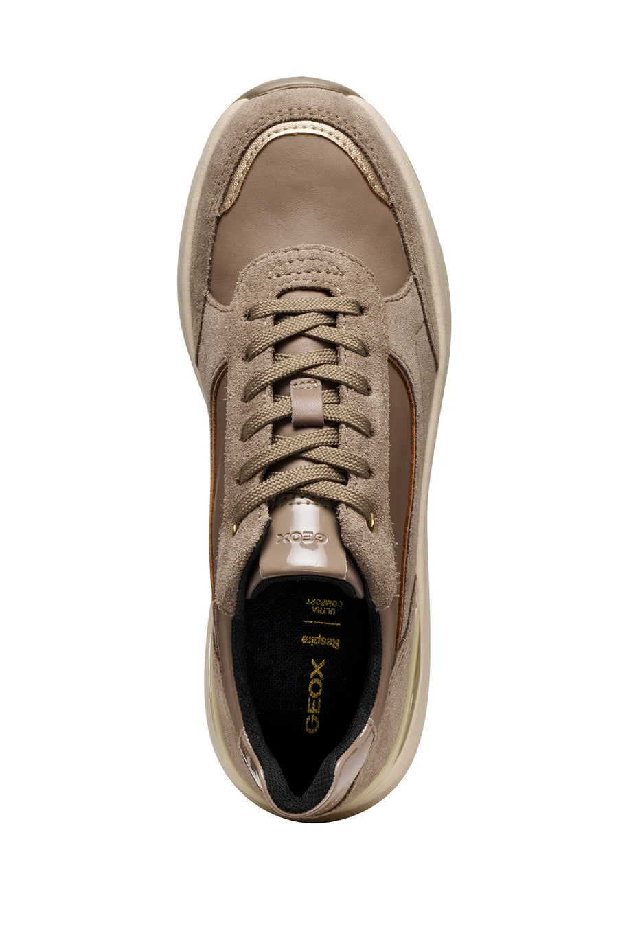 Geox Kadın Vizon D Spherıca Ec13 A - Nappa+Sued Bağcıklı Dolgu Topuklu Deri Spor Sneaker