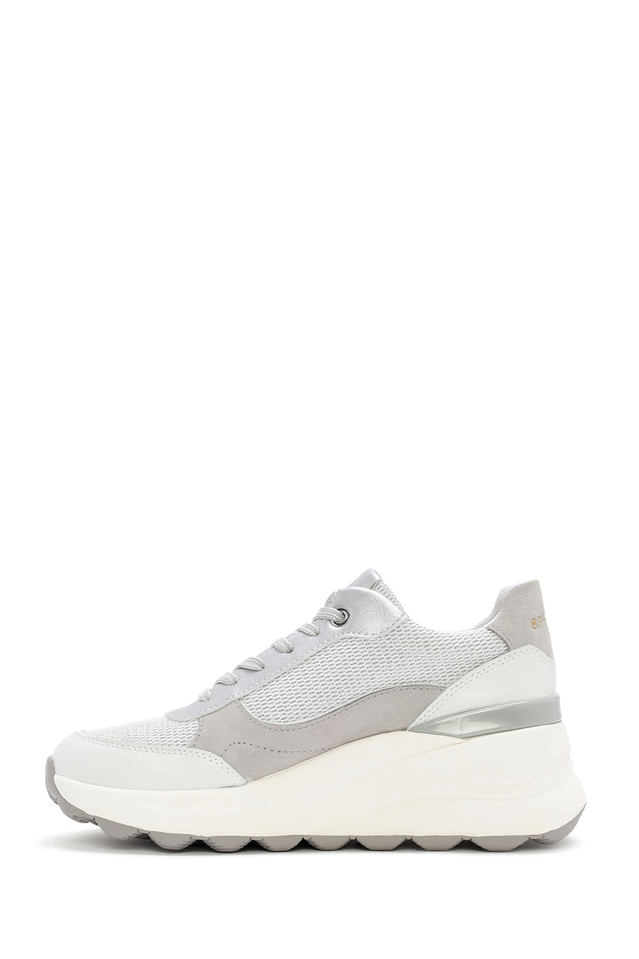Geox Women's White Spherica Lace-Up Leather Sneaker