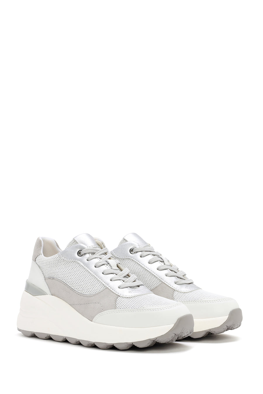 Geox Women's White Spherica Lace-Up Leather Sneaker