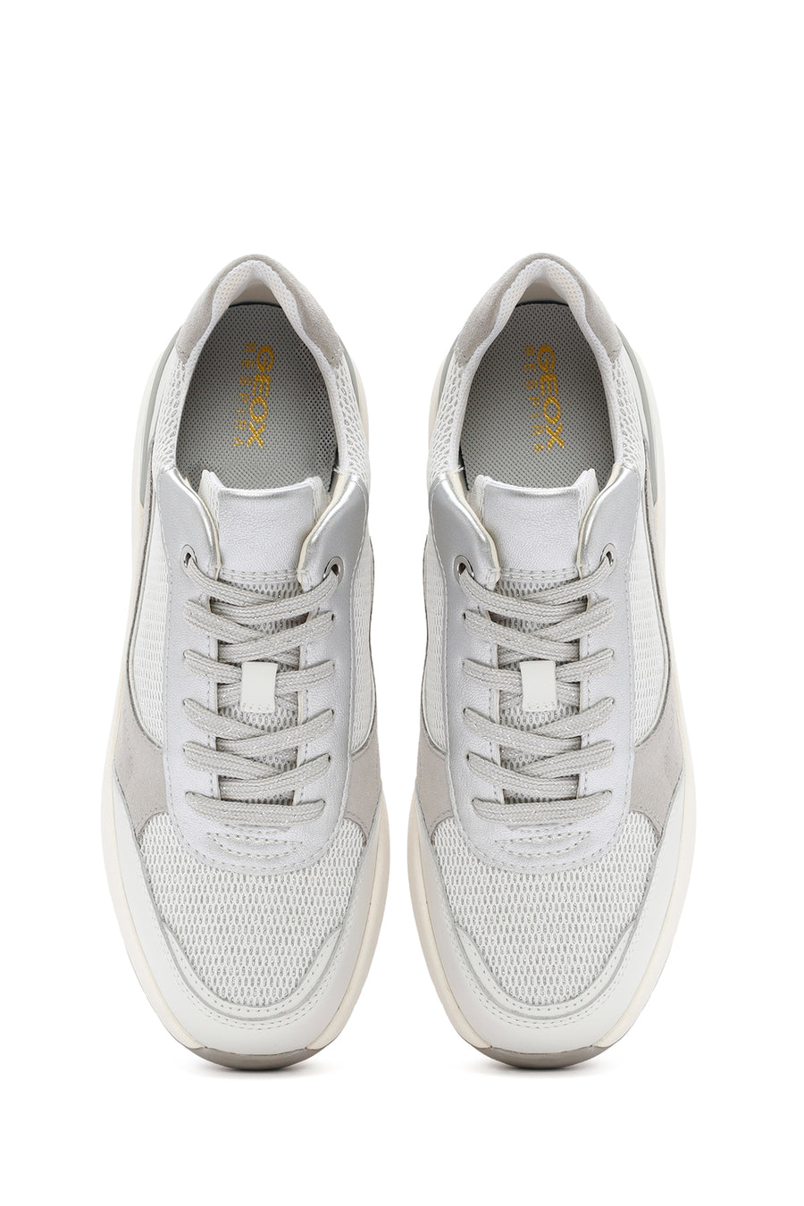 Geox Women's White Spherica Lace-Up Leather Sneaker