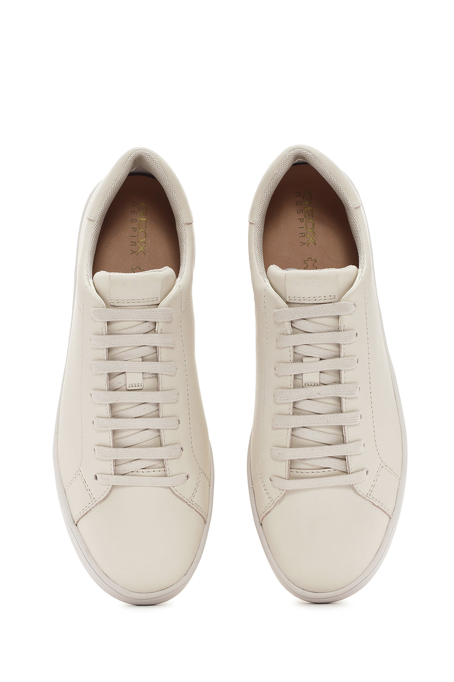 Geox Women's Beige Spherica Ecub-1 Lace-Up Leather Sneaker