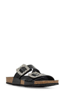 Geox Women Black D Brionia Ra - Nappa Stone Leather Slippers | Derimod