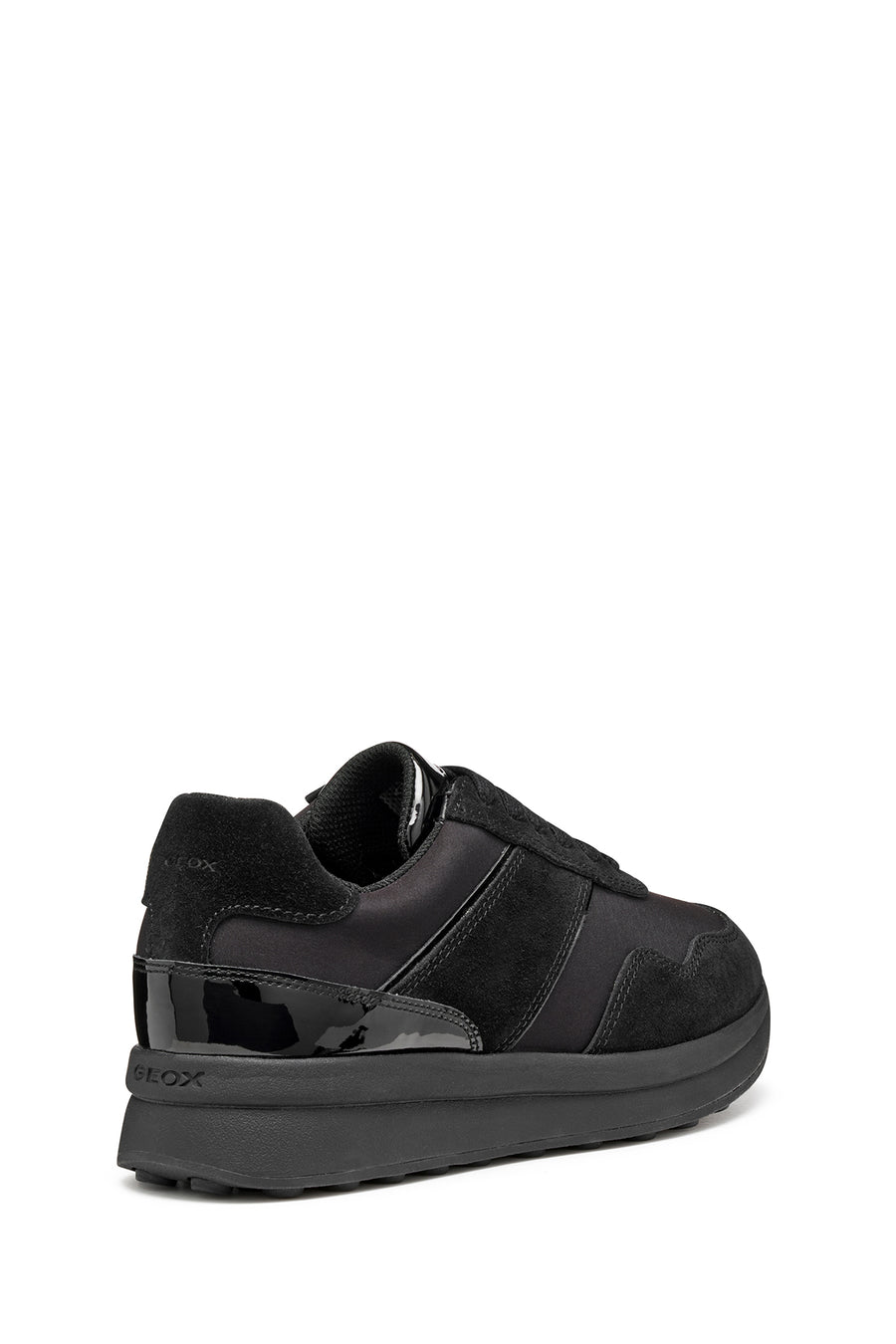 Geox Women Black D Runntıx A - Nylon+Suede Lace-Up Thick-Soled Fabric Sneaker