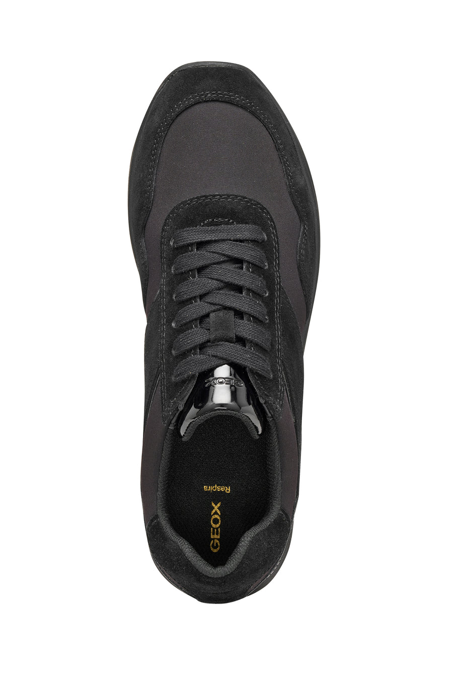 Geox Women Black D Runntıx A - Nylon+Suede Lace-Up Thick-Soled Fabric Sneaker
