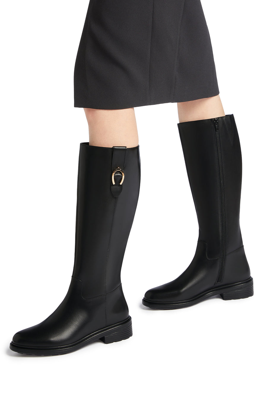 Geox Women Black D Walk Pleasure D - Smo.Lea Zippered Leather Boot