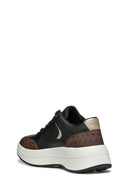 Geox Kadın Siyah Spherica Ecub-3 Bağcıklı Kalın Tabanlı Deri Sneaker | Derimod
