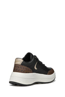 Geox Kadın Siyah Spherica Ecub-3 Bağcıklı Kalın Tabanlı Deri Sneaker | Derimod