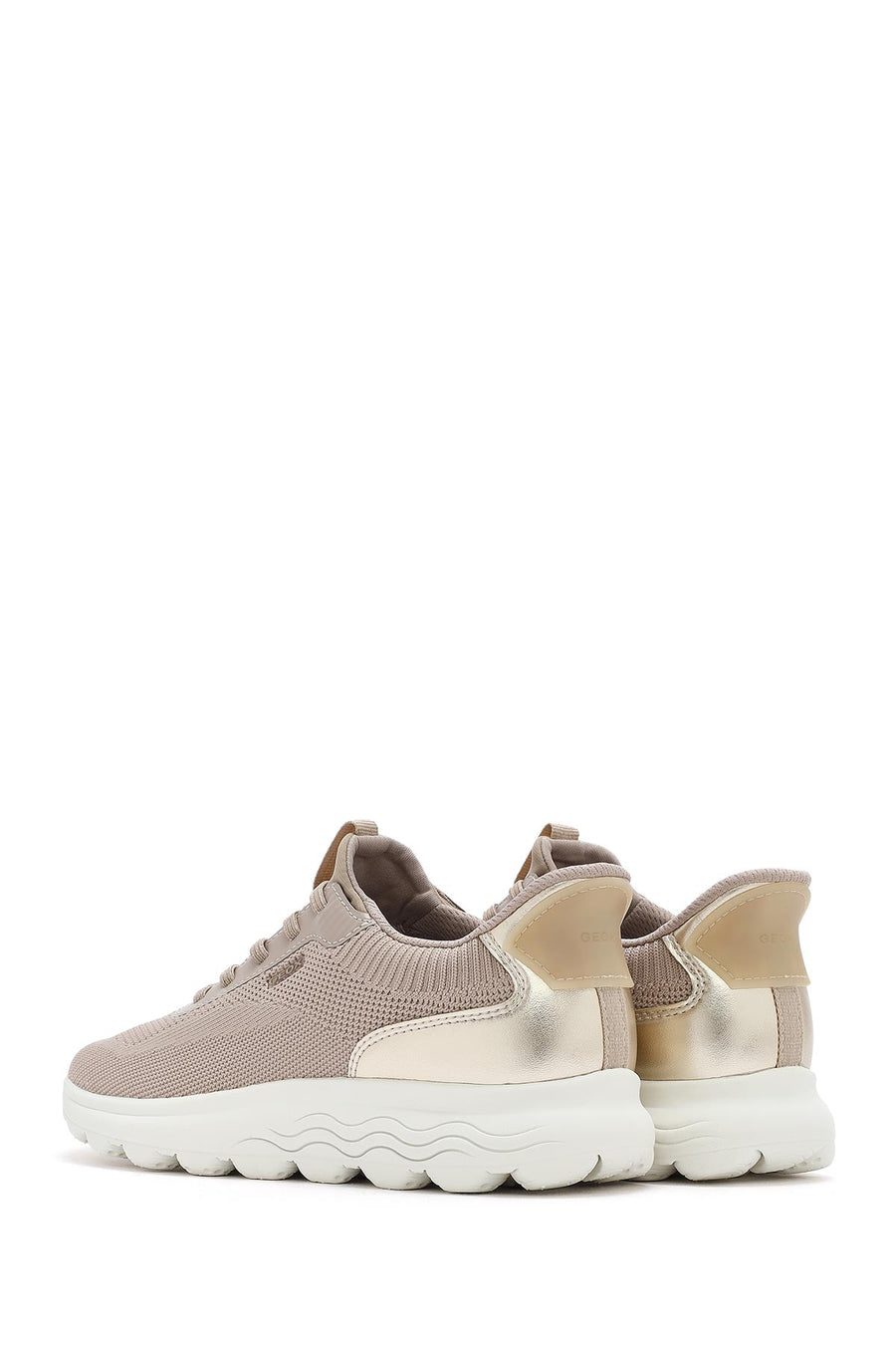 Geox Women's Beige Spherica Plus Lace-Up Thick-Sole Fabric Sneakers