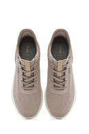 Geox Women's Beige Spherica Plus Lace-Up Thick-Sole Fabric Sneakers | Derimod