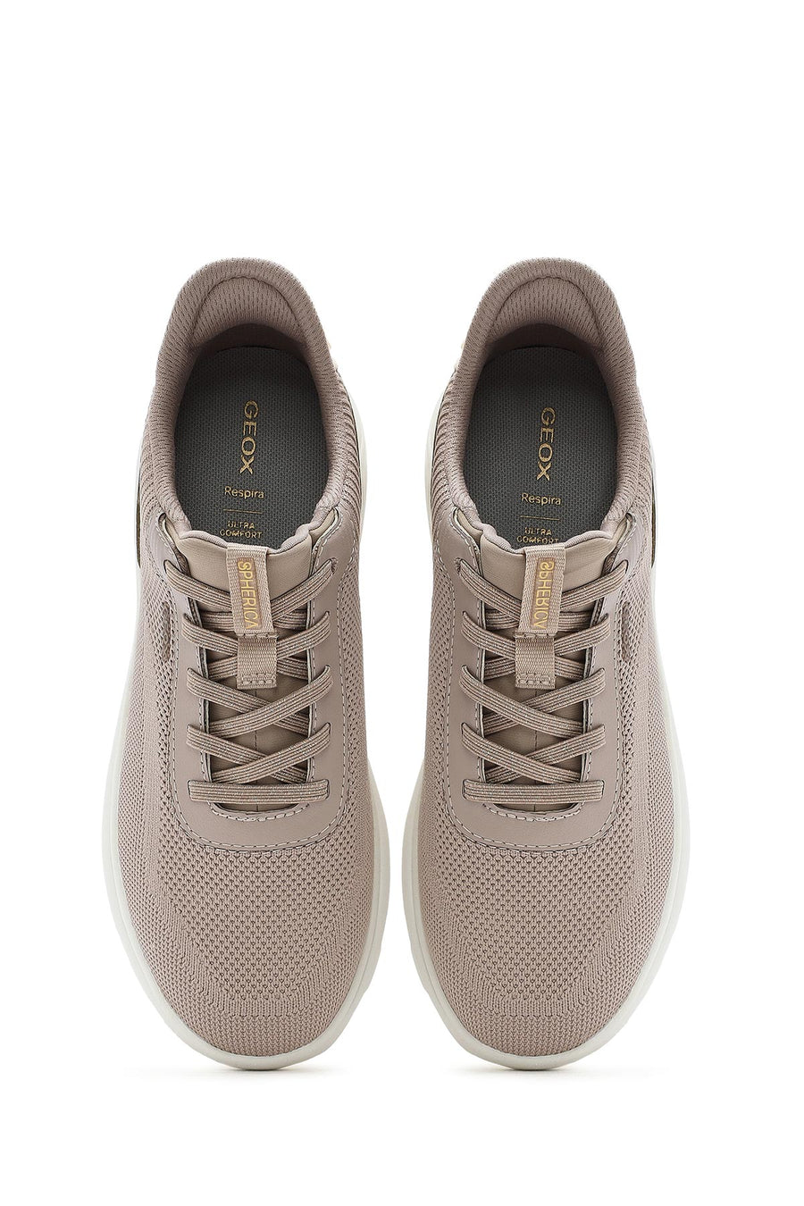 Geox Women's Beige Spherica Plus Lace-Up Thick-Sole Fabric Sneakers