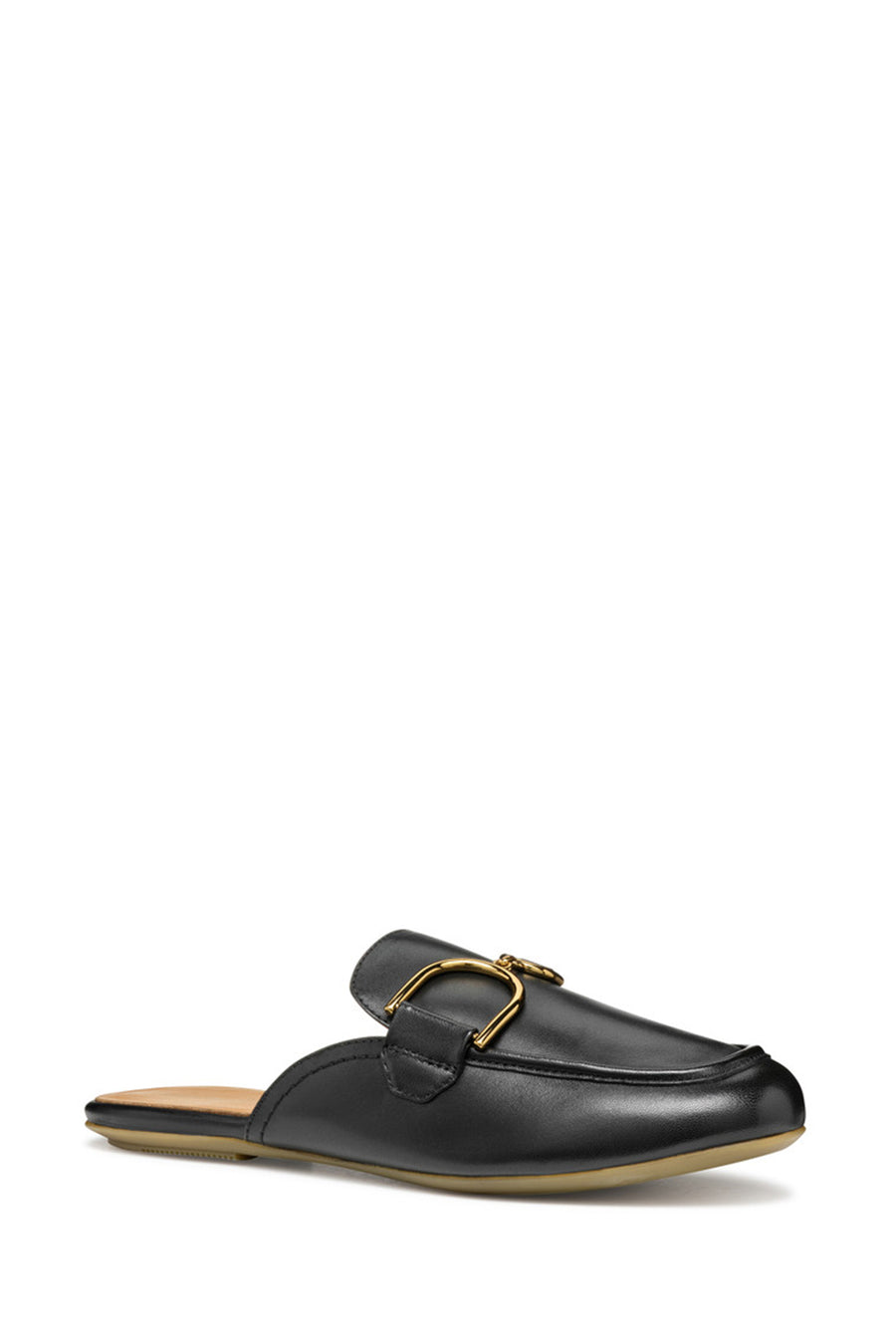 Geox Women Black Palmaria Buckled Leather Slippers