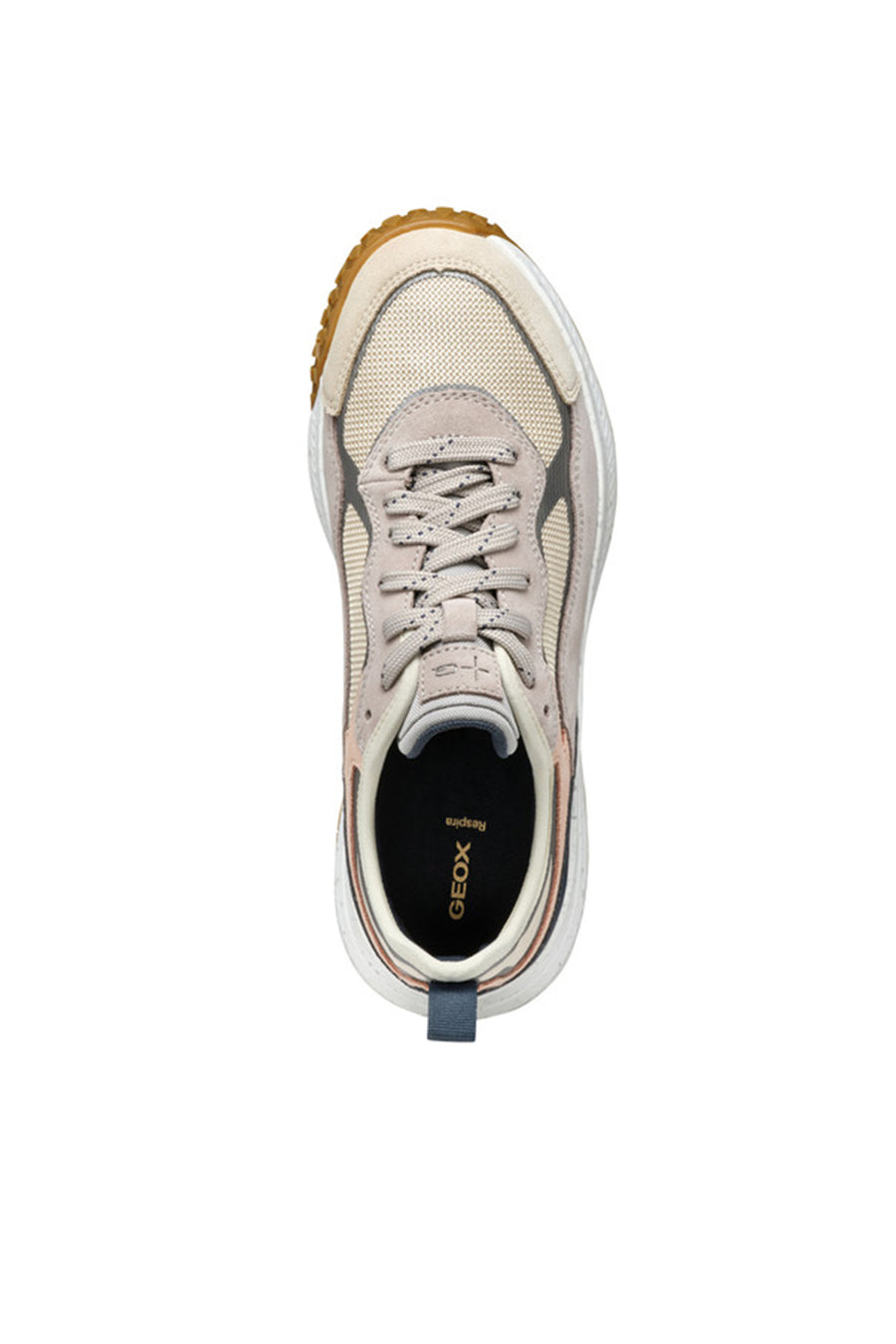 Geox Women Brown Oliviera + Grip Lace-Up Thick Sole Leather Sneaker