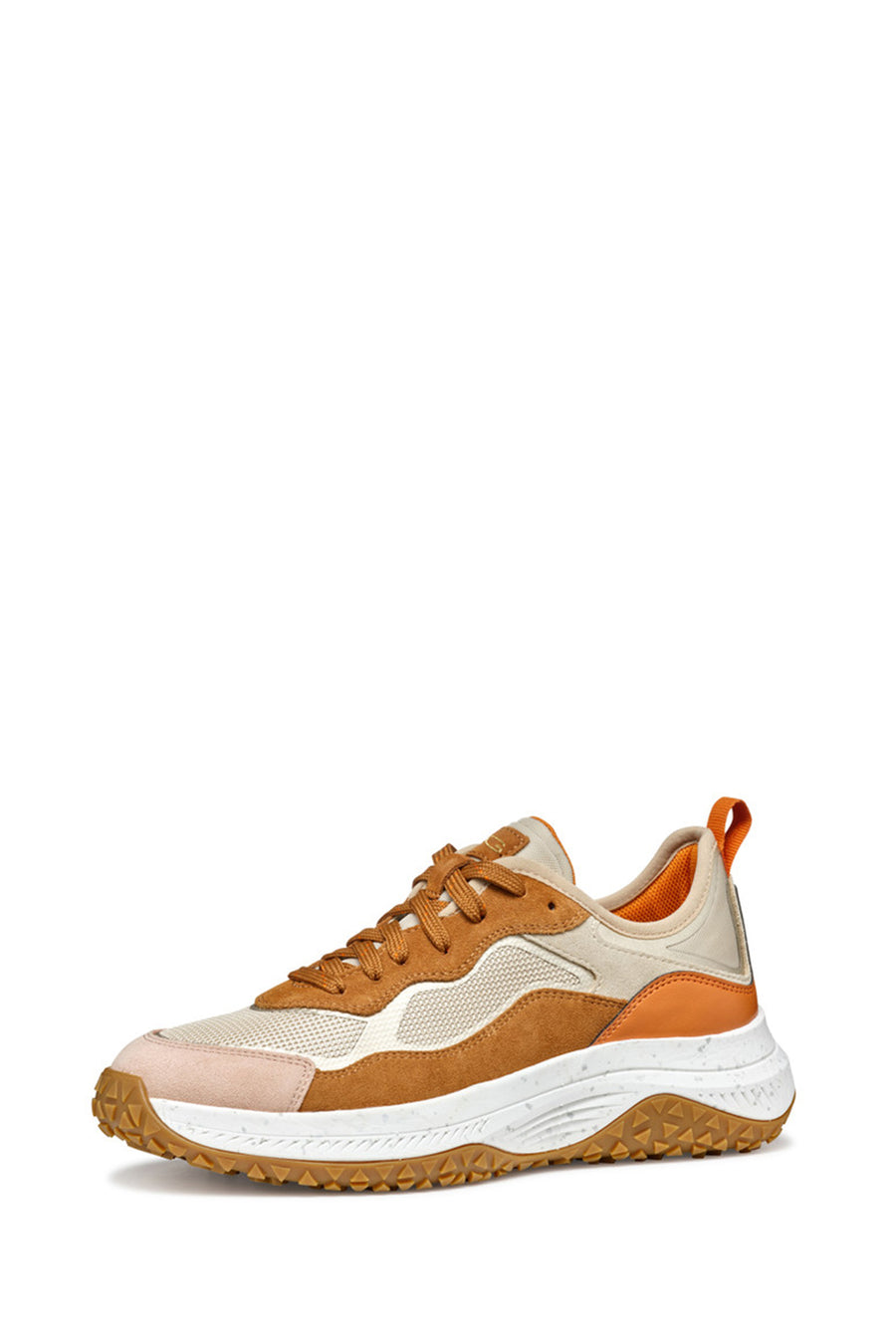 Geox Women Brown Oliviera + Grip Lace-Up Thick Sole Leather Sneaker