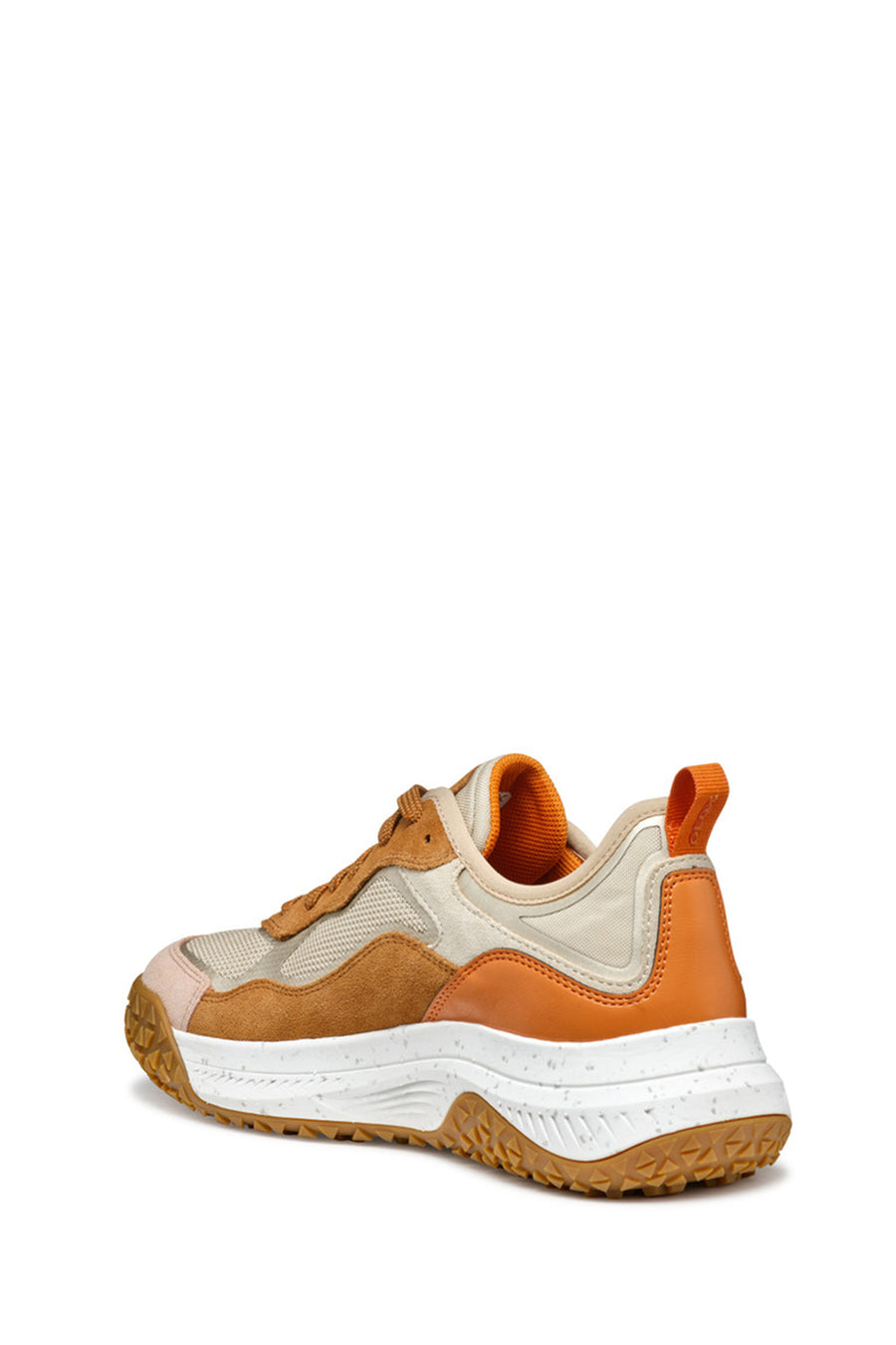 Geox Women Brown Oliviera + Grip Lace-Up Thick Sole Leather Sneaker
