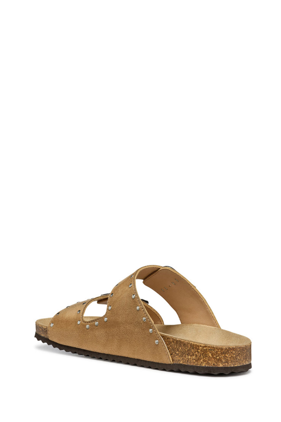 Geox Women Beige Brionia R Double Buckle Suede Leather Slippers