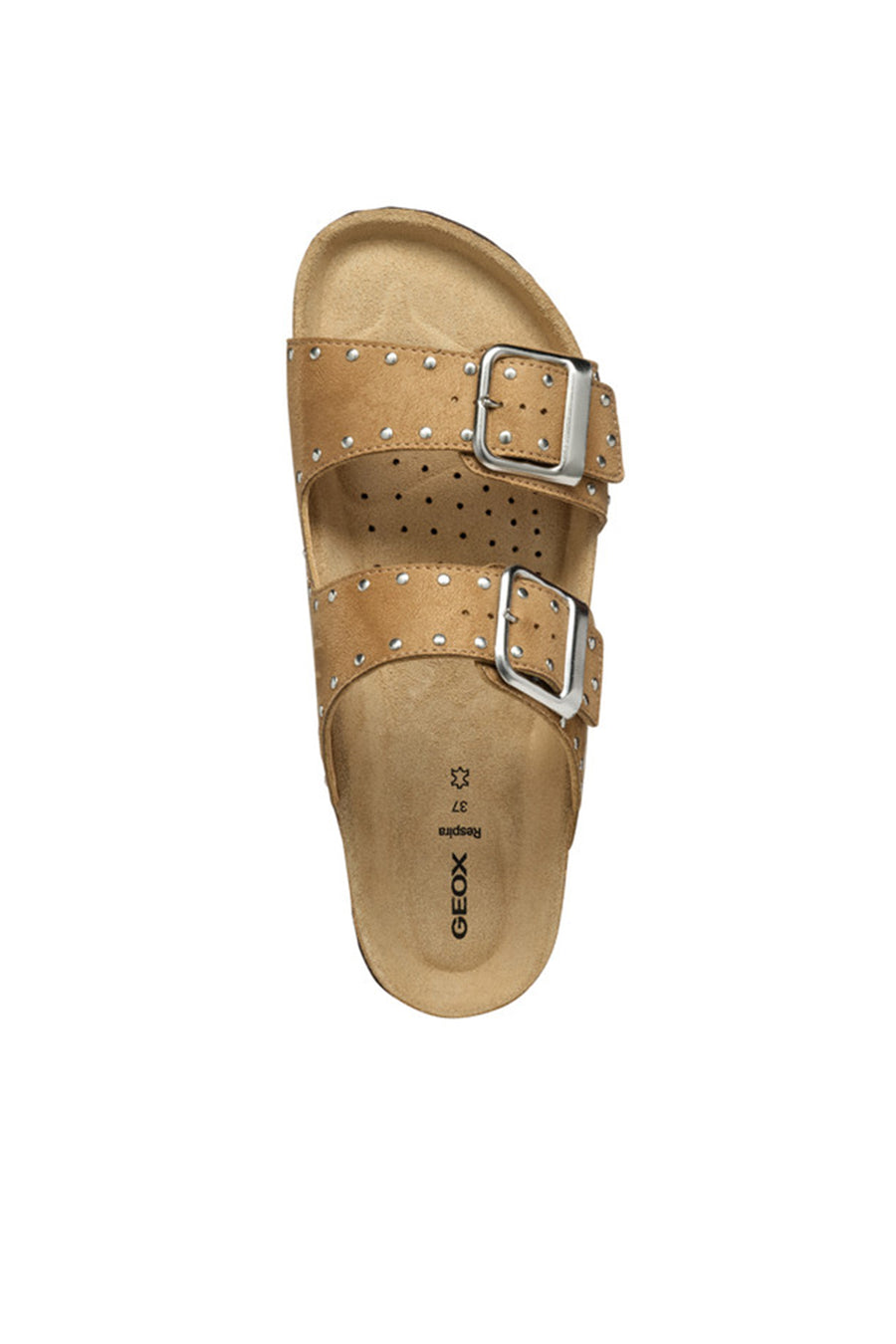 Geox Women Beige Brionia R Double Buckle Suede Leather Slippers