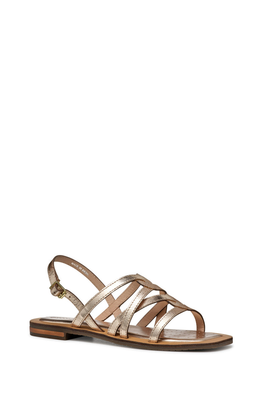 Geox Women Gold Sozy Back Buckle Metallic Leather Sandal