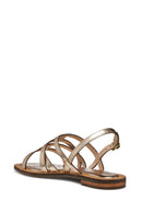Geox Women Gold Sozy Back Buckle Metallic Leather Sandal | Derimod