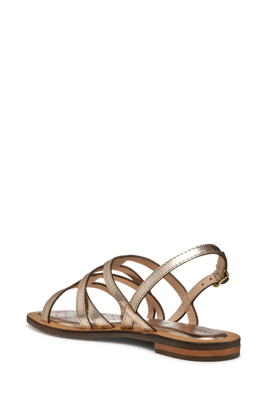 Geox Women Gold Sozy Back Buckle Metallic Leather Sandal