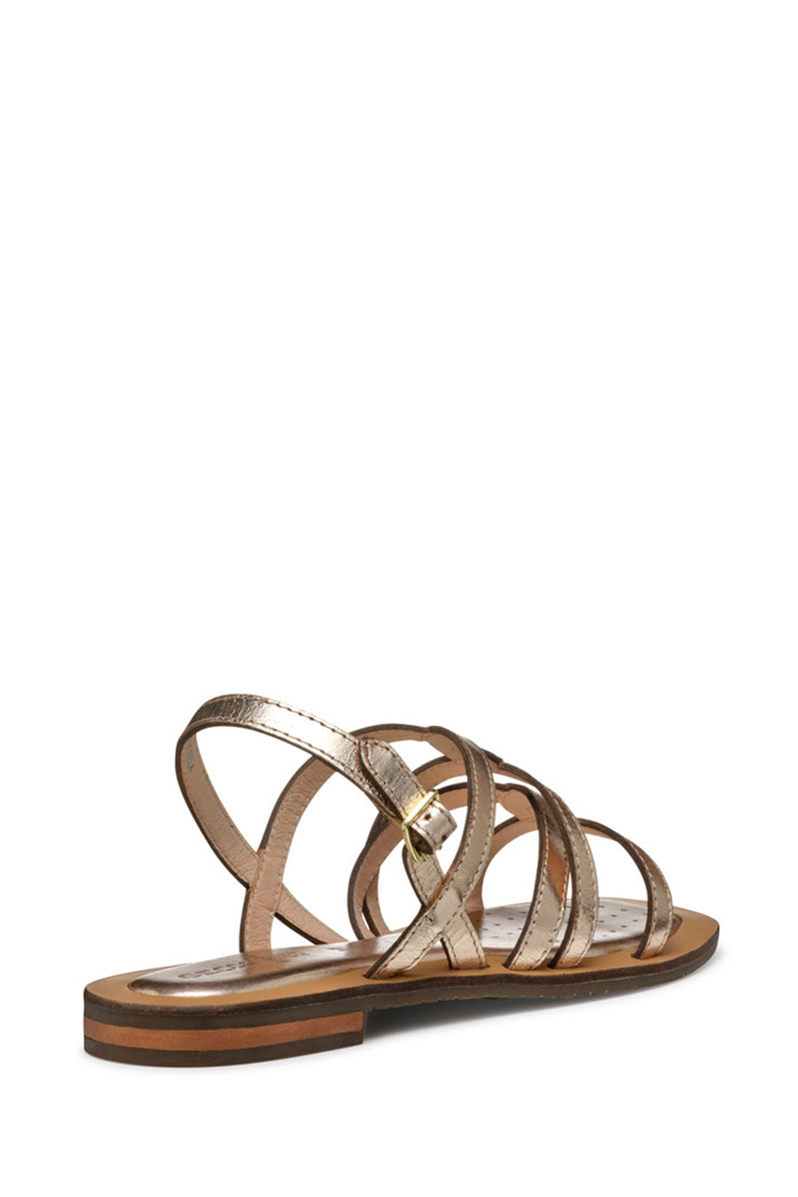 Geox Women Gold Sozy Back Buckle Metallic Leather Sandal