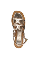 Geox Women Gold Sozy Back Buckle Metallic Leather Sandal | Derimod