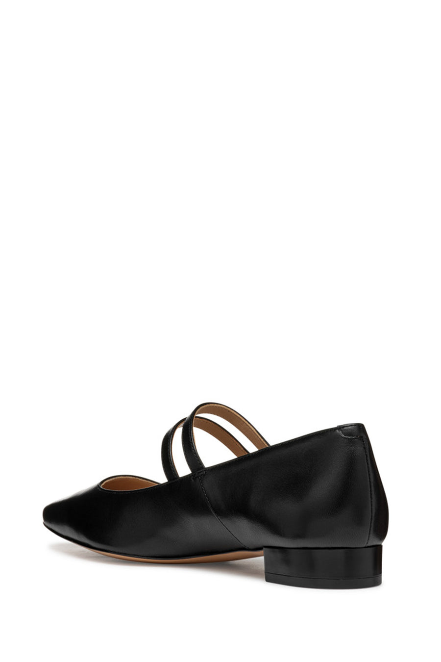 Geox Women Black Giselda15 Double Buckle Leather Ballet Flat
